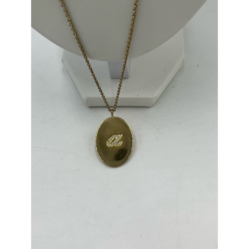 Kate Spade Oval Pave Script “A”One In A Million Pendant ‎ Gold Tone Necklace